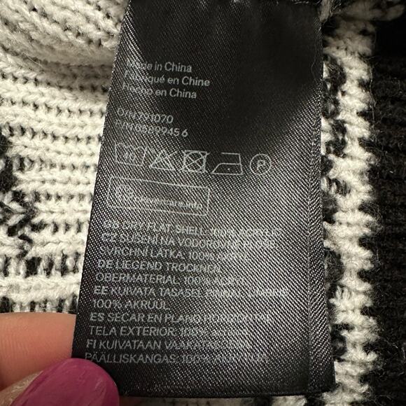 H&M Black White Jacquard Knit Open Front Longline Cardigan Women’s S Aztec - Picture 5 of 9